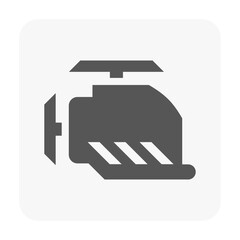 Engine vector illustration icon in minimalist monochrome style, symbolizing vehicle mechanics, performance, status indicator light, diagnostics and dashboard engine status indicators.