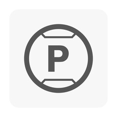 Parking Sign Icon: A simple yet effective parking sign, a universal symbol indicating designated areas for vehicles.