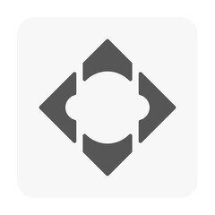 Directional control vector icon in clean black. Simple, modern graphic symbolizing movement, navigation and interface selection, ideal for UI design, vehicle dashboard indicators, control buttons