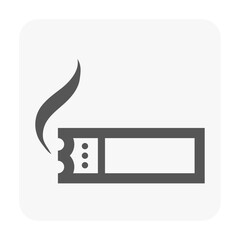 Simple monochrome vector illustration of cigarette with rising smoke, designed as clear sign symbol for designated smoking zones. Perfect for public signage, facility markers and informational graphic