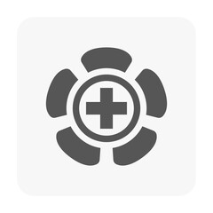 Obraz premium Fan speed increase vector icon, featuring propeller embedded plus sign. Represents boosting airflow power in climate control systems. Ideal for dashboard indicators, UI buttons, HVAC controls.