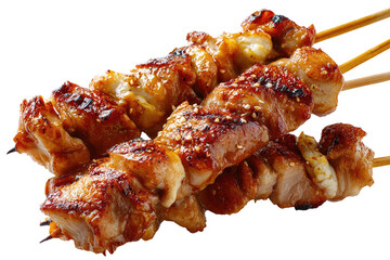 Grilled chicken skewers, close-up