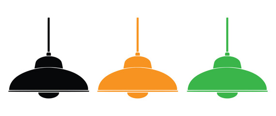  Two hanging pendant lights one orange and one green vector