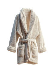 Cozy white bathrobe with pockets and tie