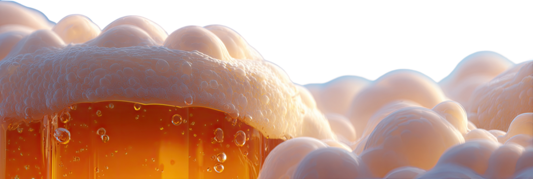 Foamy beer in a glass