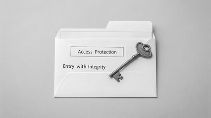 Vintage Key and Envelope Symbolizing Security and Integrity in Access Protection Concepts for Business and Privacy Matters