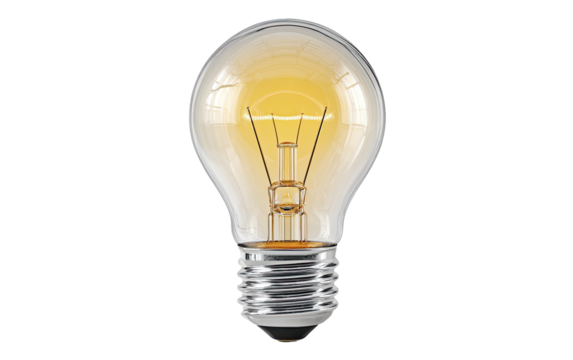 Glowing light bulb, clear glass - Powered by Adobe