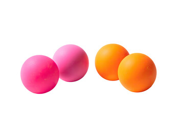 Pink & orange spheres resting. Isolated on black ground