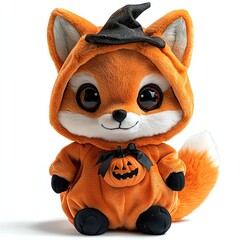Adorable plush fox in a Halloween costume.