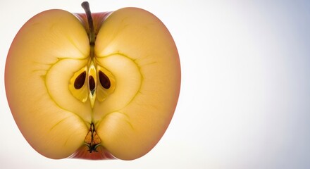 Translucent apple core highlighting natural composition and textures