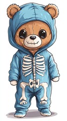 Cute bear in skeleton pajamas.