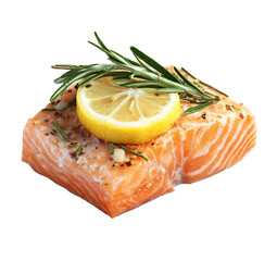Salmon filet with lemon and rosemary, vibrant and appetizing