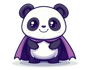 Cute panda dressed as a superhero in a cape.