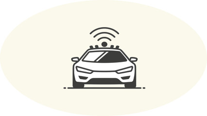 Print Self-Driving Connected Car Icon Autonomous Vehicle Technology Vector illustration