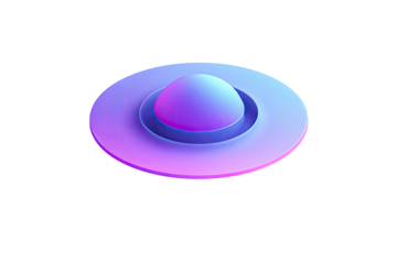 Gradient UFO Rounded disc shape with dome, vibrant color