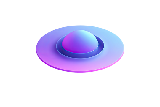 Gradient UFO Rounded disc shape with dome, vibrant color