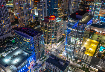 Fort Lauderdale Florida Downtown City at Night Aerial © Justin Blount