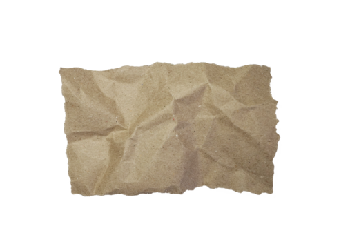 Brown Kraft Paper Crumpled Texture with Torn Edges
​Vintage or Recycled Brown Paper Scrap on transparent Background