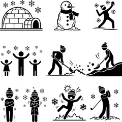 Outdoor Cold Weather Activities and Heavy Machinery Pictograms