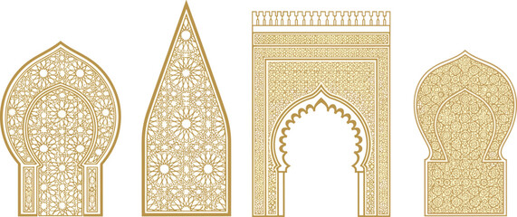 Ornate Moroccan-Inspired Archways A Collection of Intricate Architectural Elements