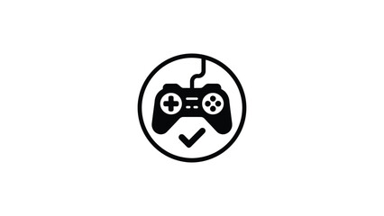 Print Approved Game Controller Status Black Outline Line Icon Vector illustration