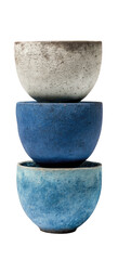 Stacked bowls gray, deep blue, light blue