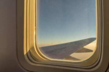 Sunset sky from the airplane window.