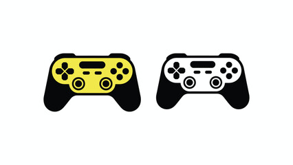 Print Flat Design Game Controllers Black and Yellow Console Icon Vector illustration