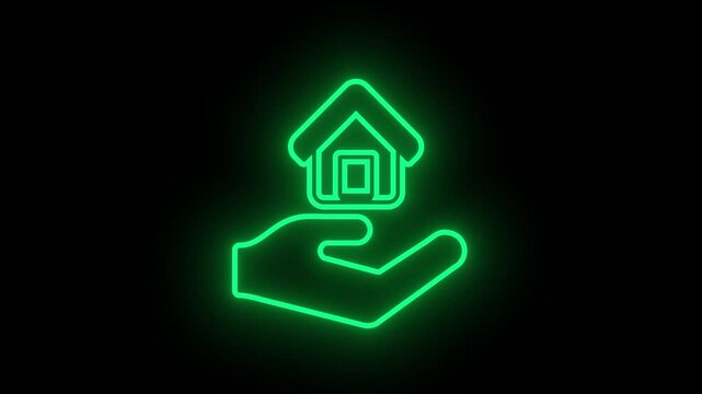 Hand Holding House Icon animated video, House Hand motion video