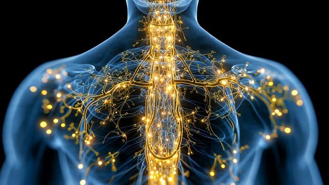 Human Nervous System and Spinal Cord Animation 3D Medical Visualization