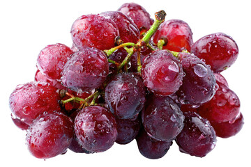 Close-up of a bunch of red grapes, glistening with water droplets