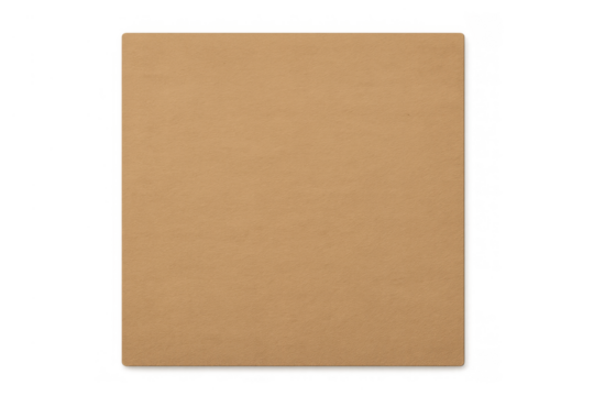 Kraft paper sheet with blank copy space, brown carton cardboard overlay, empty rectangle texture, transparent background
