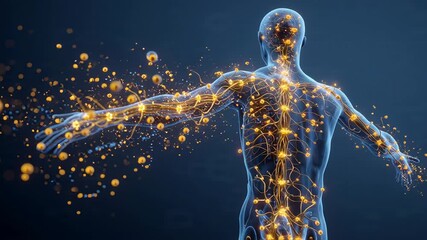 Human body nervous system energy flow and neurological signals digital data - Powered by Adobe