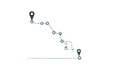 Route Map with Pins - Navigation and Direction Illustration.