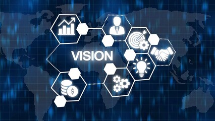 Business Vision Concept with Global Network and Icons of Growth Strategy and Success image photo