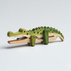 Naklejka premium The clothespin turns into a minimalist crocodile about to bite the cloth.