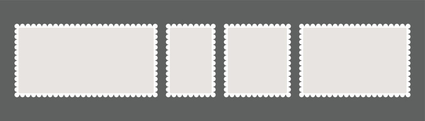 Collection of scalloped edge frames. Assorted shape and size of frames with scalloped border