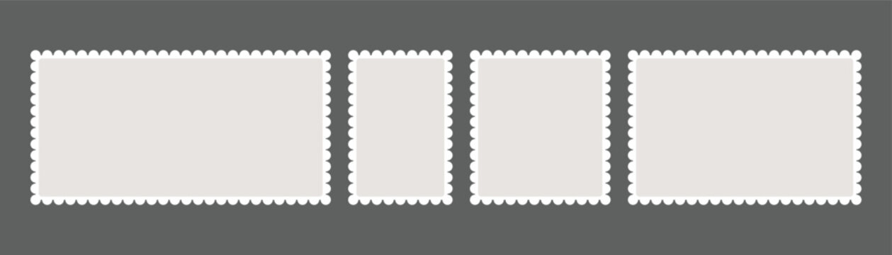 Collection of scalloped edge frames. Assorted shape and size of frames with scalloped border