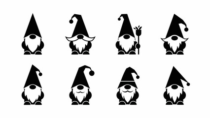 Collection of Adorable Gnome Silhouettes Perfect for Holiday Decorations and Creative Projects