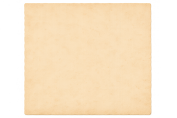 Vintage aged beige paper texture with ripped edges on a transparent background, depicting an antique parchment overlay