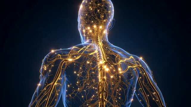 Human Nervous System Visualization Glowing Neural Network Technology
