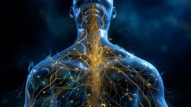 Human Nervous System and Spinal Cord Animation Digital Rendering