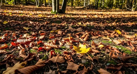spring with falling and die leaves a beautiful view