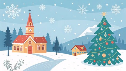 Merry Christmas and Happy New Year. Vector illustration templates for holiday greeting card, background, website and social media banner, marketing material