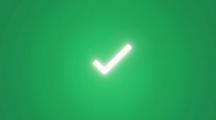 Bright check mark glows against vibrant green background symbolizing success approval achievement and validation
