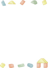 水彩風の積木フレームイラスト