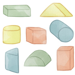 水彩風の積木イラスト