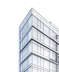 Fototapeta premium Modern office building with glass facade and horizontal emphasis