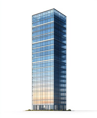 Fototapeta premium Tall glass office tower with sleek design and reflective facade