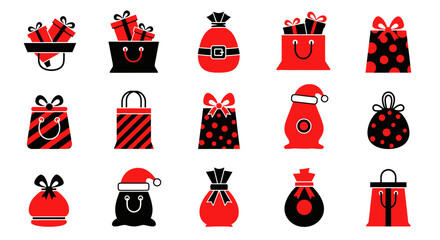 Festive Presents: a collection of red and black holiday gifts, each exquisitely wrapped, representing the joy of giving, the spirit of celebration and the anticipation of special moments.